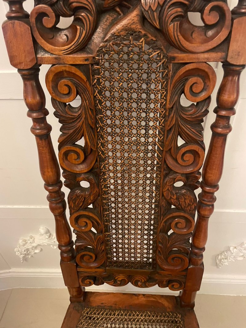 Set of 4 Antique Victorian Quality Carved Walnut Dining Chairs - Image 9